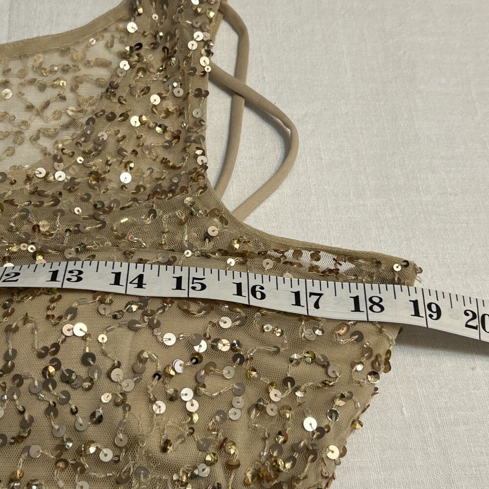 Adrianna Papell Gold Sequin Evening Dress Size 12 Cocktail Party Gown - Picture 8 of 12